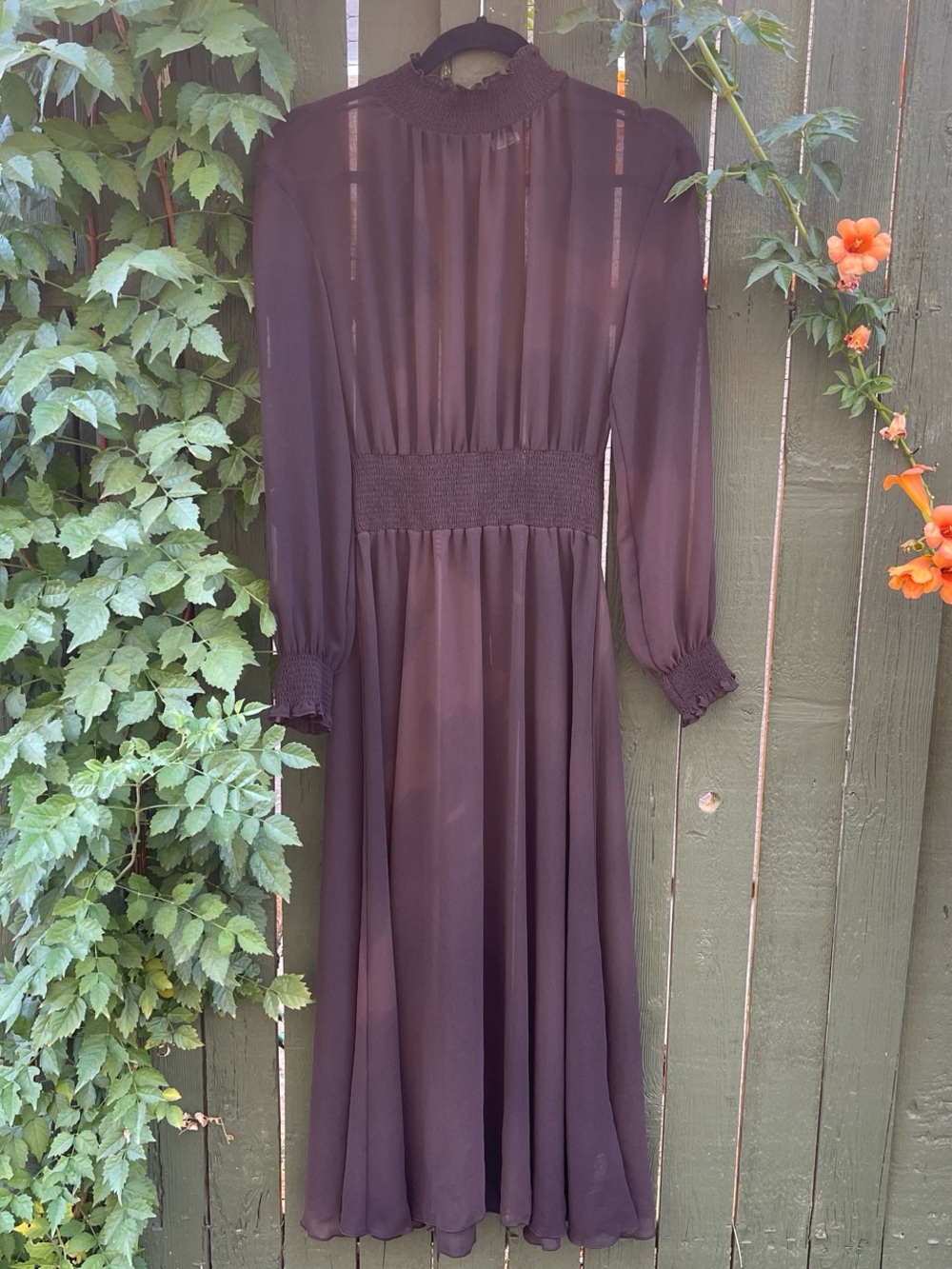 Wilfred Chocolate Brown Long Sleeve Maxi Dress
